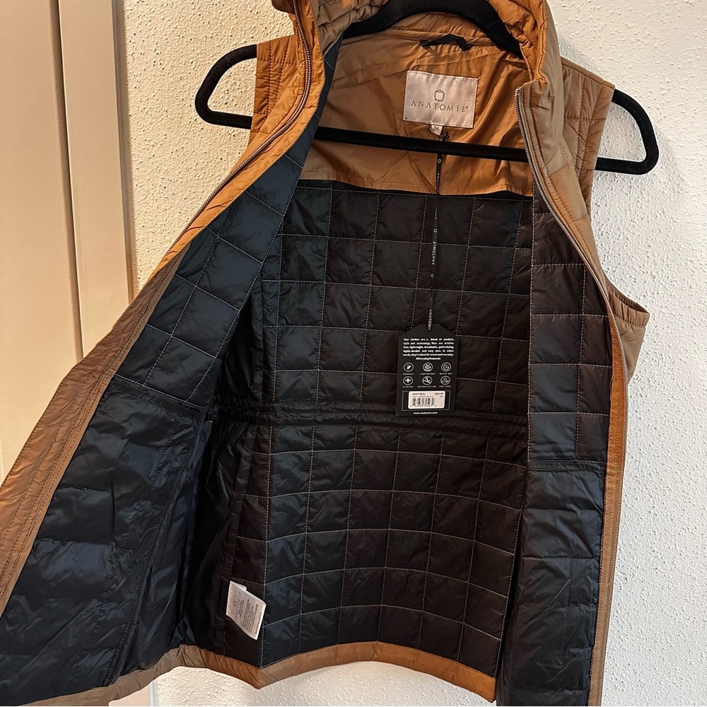 Anatomie Montreal Luxury High Collar Vest SZ M Camel Black - Picture 10 of 14